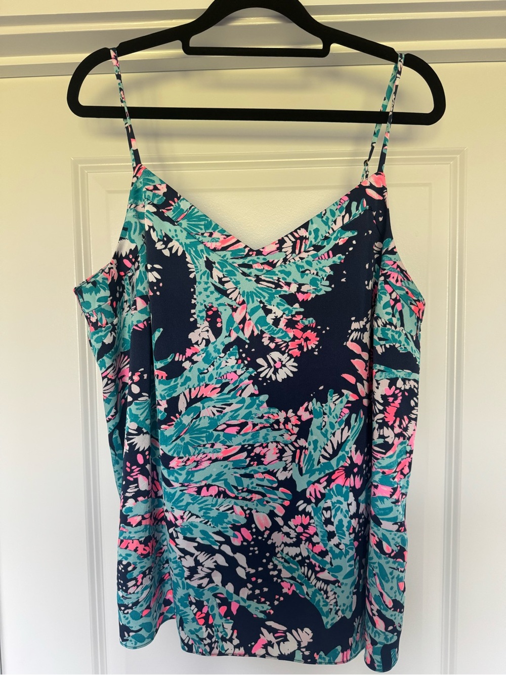 Lilly Pulitzer High Tide Navy Coral Club Margaery Camisole - Teal & Pink